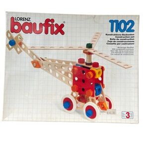Vintage Lorenz Baufix Helicopter 1102 Building Set Unopened Wooden